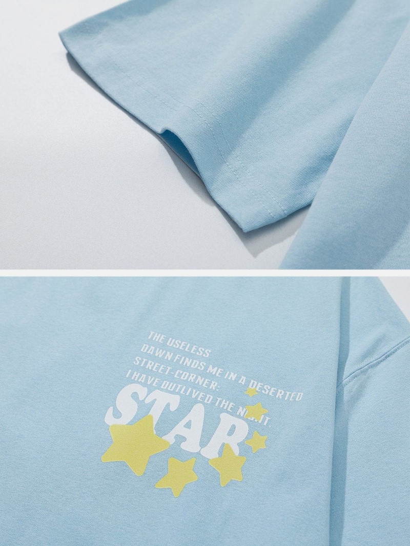 T Shirts Aelfric Eden Star Print Tee Bleu | RGP-84455904